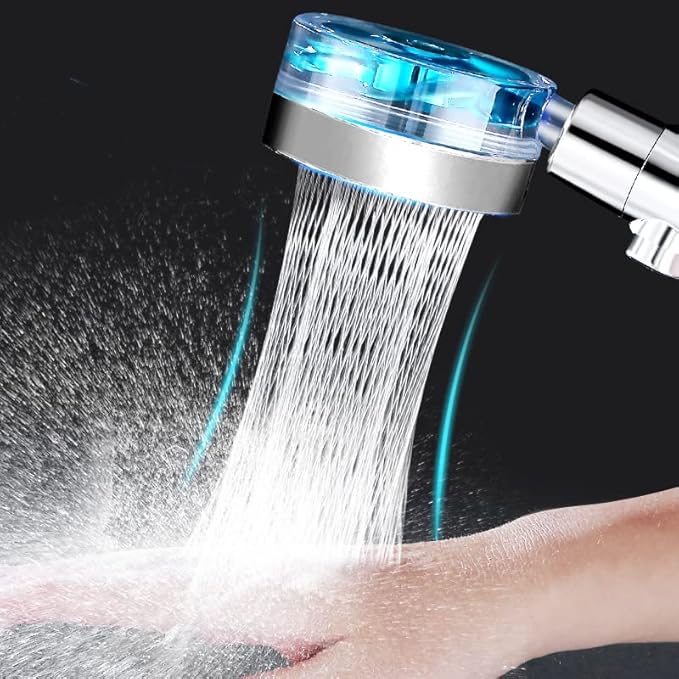 High Pressure Shower Head Adjustable 360° Rotation Turbine Water Saving Shower